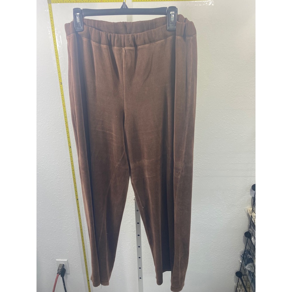 Kate Hill Casual Brown Velour Sweatpants Elastic Waist Loungewear Pants Large